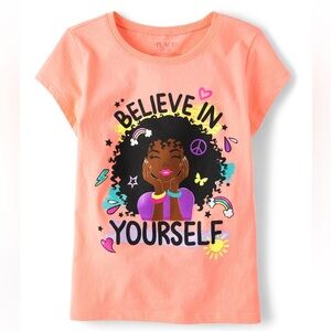 Girls Believe In Yourself Graphic Tee - Coral